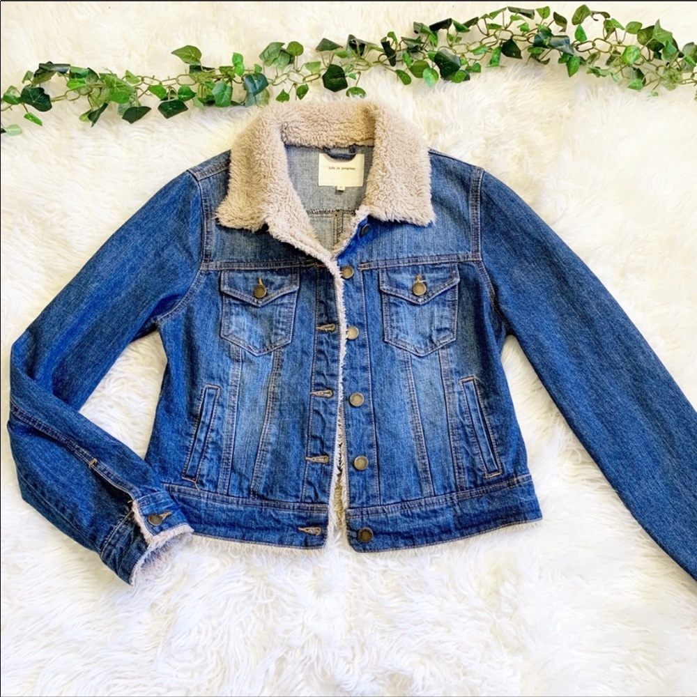 Urban Outfitters Jean Sherpa Lined Jacket